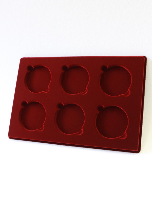 Планшет L (222х333х13 мм) для монет в капсулах d-74 мм (6 ячеек), тёмно-бордовый  Планшет L (222х333х13 мм) для монет в капсулах d-74 мм (6 ячеек), тёмно-бордовый