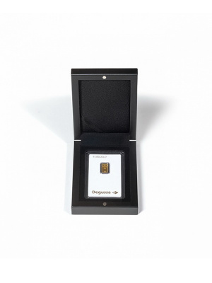 Деревянный футляр Volterra (89х120х34 мм) на 1 золотой слиток в блистерной упаковке. Чёрный. Leuchtturm, 362497, чёрный