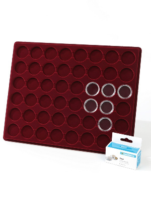 Планшет S (234х296х12 мм) для 48 монет в капсулах CAPS 24,5 Leuchtturm. Диаметр ячейки 30,5 мм