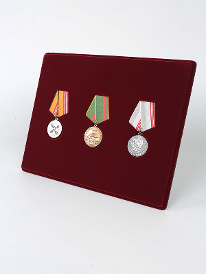 Планшет S (234х296х12 мм) на 3 медали РФ d-37 мм с пятиугольной колодкой Планшет S (234х296х12 мм) на 3 медали РФ d-37 мм с пятиугольной колодкой