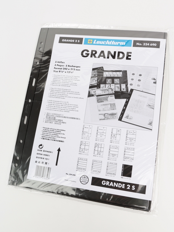 Листы-обложки GRANDE 2S (242х312 мм) двусторонние на 2 ячейки (216х150 мм). Упаковка из 5 листов. Leuchtturm, 324690