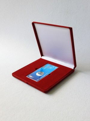 Футляр (165х165х27 мм) под монету Сочи в блистере,  светло-бордовый Футляр (165х165х27 мм) под монету Сочи в блистере,  светло-бордовый