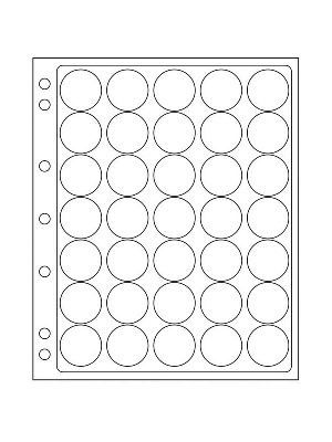 Листы-обложки ENCAP из прозрачного пластика для монет в капсулах CAPS 28/29 мм Leuchtturm. Диаметр ячейки 35 мм. Упаковка из 2 листов. Leuchtturm, 343211