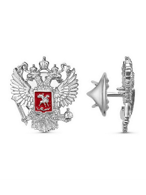 Значок Герб РФ, большой, серебрение, цанга Значок Герб РФ, большой, серебрение, цанга