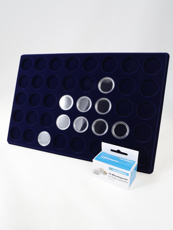 Планшет L (222х333х13 мм) для 40 монет в капсулах CAPS 25 Leuchtturm. Диаметр ячейки 32 мм Планшет L (222х333х13 мм) для 40 монет в капсулах CAPS 25 Leuchtturm. Диаметр ячейки 32 мм