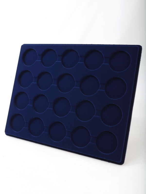  Планшет S (234х296х12 мм) для 20 монет в капсулах CAPS 38 Leuchtturm. Диаметр ячейки 44 мм, тёмно-синий