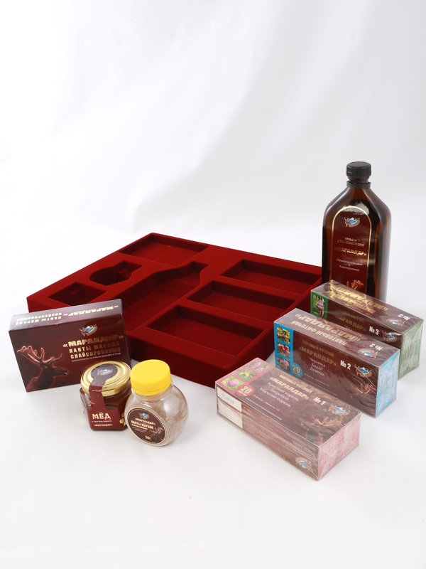 Флокированный ложемент для подарочного набора из Алтая (7 предметов)