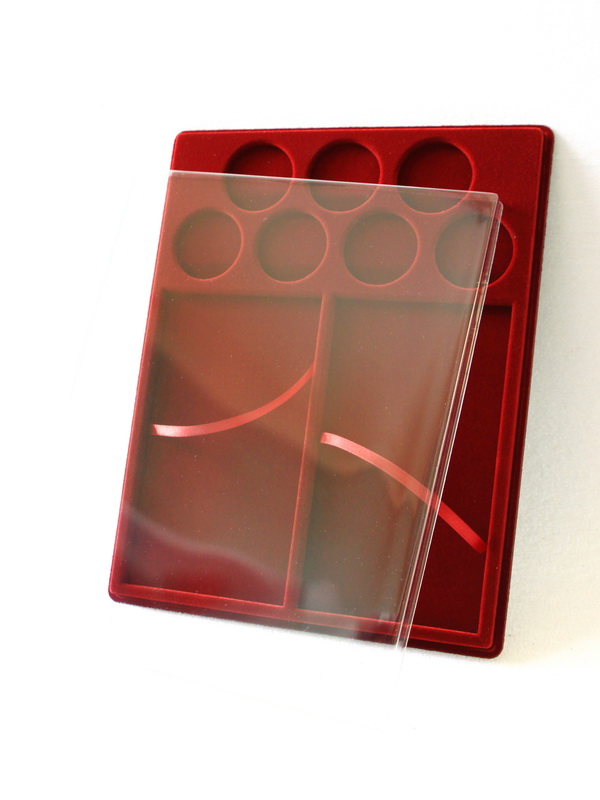  Планшет S (234х296х12 мм) для 2 банкнот Сочи-2014 в капсулах и 7 монет Сочи-2014 в капсулах, тёмно-бордовый