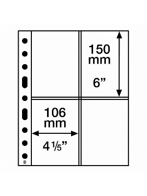 Листы-обложки GRANDE SH312-2CT (242х312 мм) из тонкого прозрачного пластика на 4 ячейки (106х150 мм). Упаковка из 50 листов. Leuchtturm, 358076