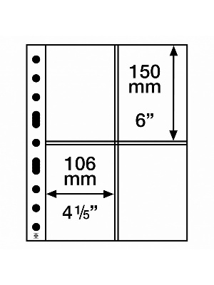 Листы-обложки GRANDE SH312-2CT (242х312 мм) из тонкого прозрачного пластика на 4 ячейки (106х150 мм). Упаковка из 10 листов. Leuchtturm, 358076/10