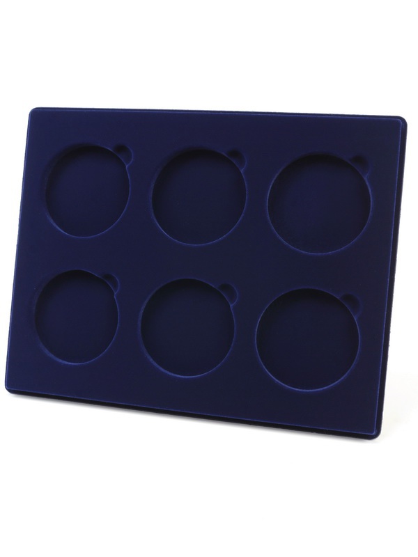  Планшет S (234х296х12 мм) для монет в капсулах d-74 мм (6 ячеек), тёмно-синий