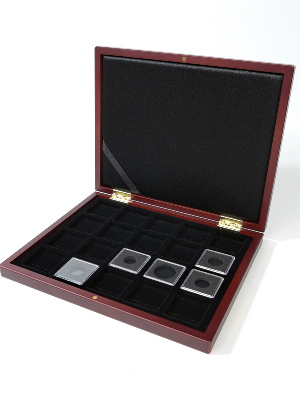 Деревянный футляр Volterra Smart (252х204х32 мм) для 20 монет в капсулах «Quadrum mini» (38х38х6,7 мм)