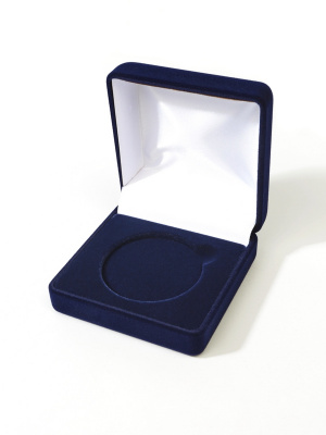  Футляр (80х80х40 мм) для одной монеты, медали (диаметр 50 мм, глубина 3 мм), тёмно-синий