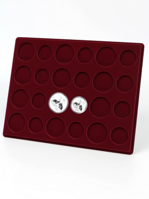 Планшет S (234х296х12 мм) для комплектов из 12 монет 50 cents и 12 монет 1$ из серии Australian Lunar Series III (1/2 и 1 oz silver proof ), тёмно-бордовый  Планшет S (234х296х12 мм) для комплектов из 12 монет 50 cents и 12 монет 1$ из серии Australian Lunar Series III (1/2 и 1 oz silver proof ), тёмно-бордовый