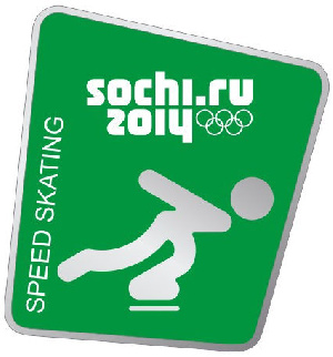 Значок «Пиктограммы Сочи 2014. Ледовые виды спорта - Скоростной бег на коньках»