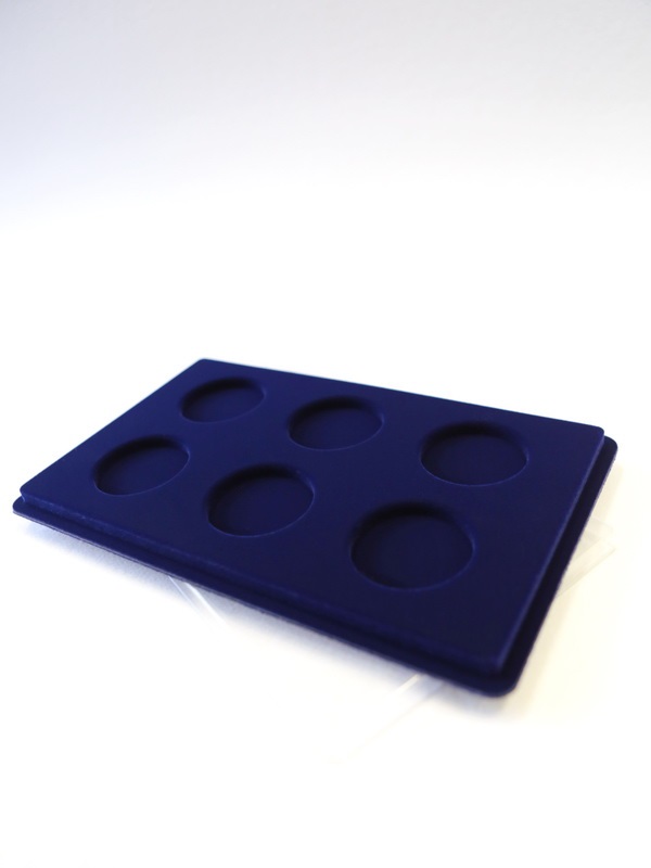 Планшет M (146х236х12 мм) для монет в капсулах d-44 мм (6 ячеек), тёмно-синий