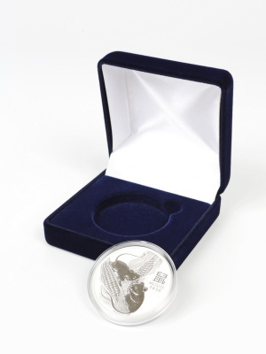  Футляр (80х80х40 мм) для 1 монеты из серии Australian Lunar Series III (1$, 1 oz silver proof) в капсуле, тёмно-синий