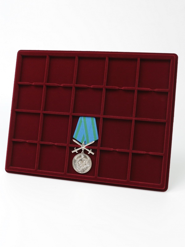  Планшет S (234х296х12 мм) на 10 ячеек (для медалей на колодках), тёмно-бордовый