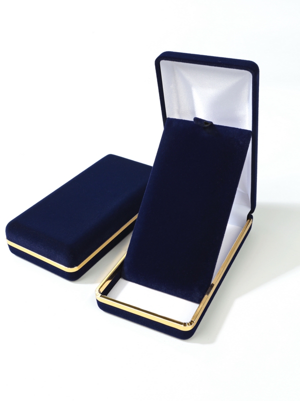 Футляр (62х116х26 мм) с золотым ободком с универсальной подложкой,  тёмно-синий