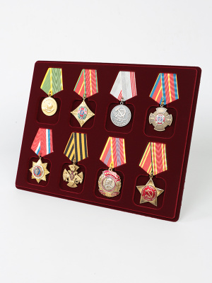 Планшет S (234х296х12 мм) на 8 орденов с пятиугольной колодкой, тёмно-бордовый Планшет S (234х296х12 мм) на 8 орденов с пятиугольной колодкой, тёмно-бордовый