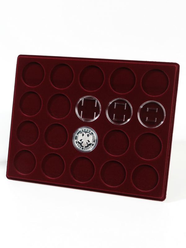 Планшет S (234х296х12 мм) для монет в капсулах d-46 мм (20 ячеек)