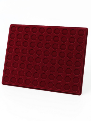 Планшет S (234х296х12 мм) для монет d-23 мм (80 ячеек), тёмно-бордовый  Планшет S (234х296х12 мм) для монет d-23 мм (80 ячеек), тёмно-бордовый