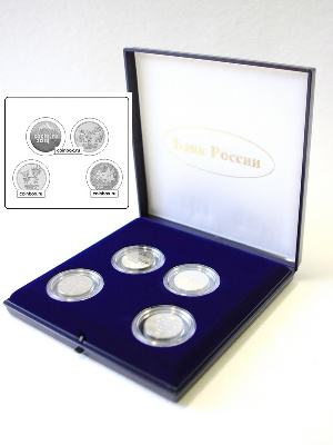 Футляр пластиковый (167х167х26 мм) на 4 монеты Сочи-2014 в капсулах (диаметр 44 мм)