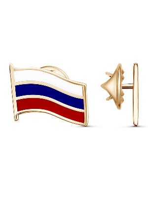 Значок Флаг РФ, большой, золочение, цанга Значок Флаг РФ, большой, золочение, цанга