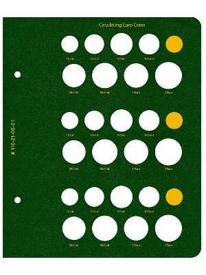 Лист для альбома «Регулярные монеты Евро». Альбо Нумисматико, 110-21-06-01 Лист для альбома «Регулярные монеты Евро». Альбо Нумисматико, 110-21-06-01