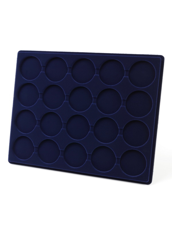  Планшет S (234х296х12 мм) для 20 монет в капсулах CAPS 44 Leuchtturm. Диаметр ячейки 50 мм, тёмно-синий