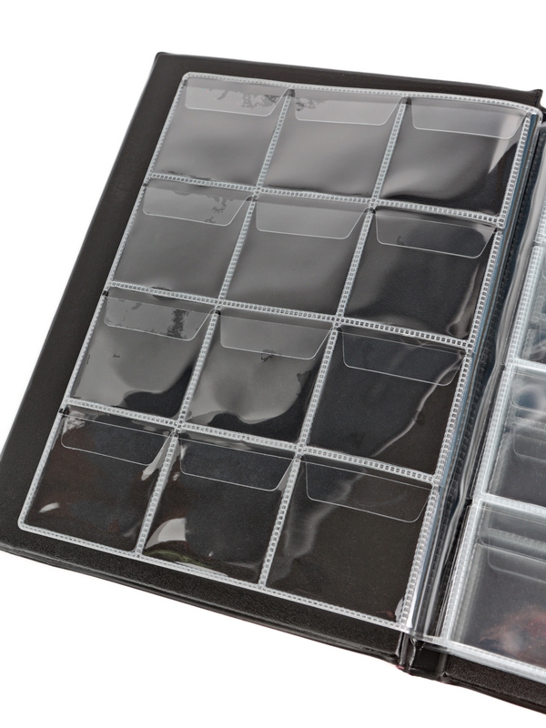 Карманный монетный альбом 173х216х18 мм для размещения 160 монет с комбинированными ячейками, вертикальный, тёмно-синий