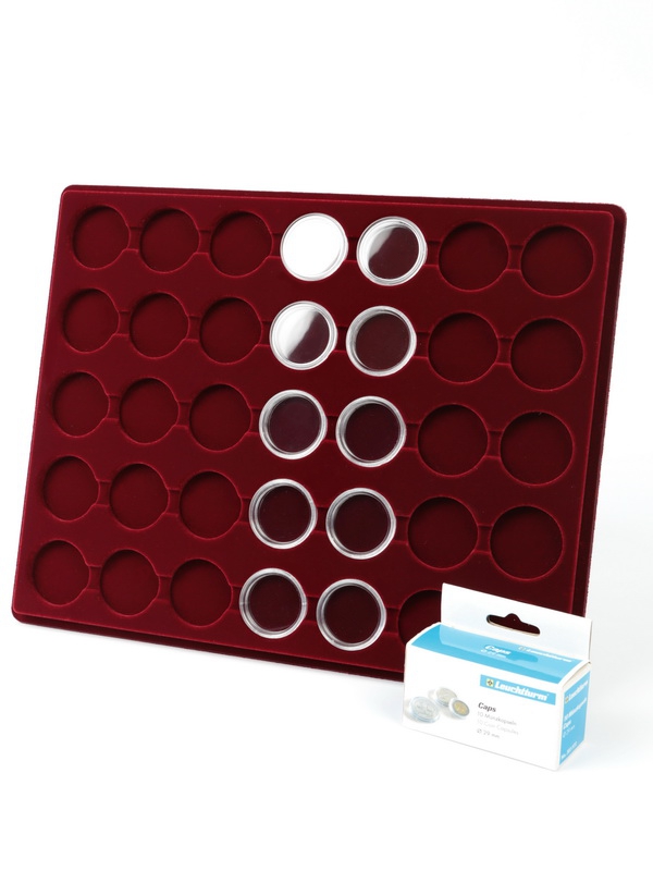 Планшет S (234х296х12 мм) для 35 монет в капсулах CAPS 29 и 30 Leuchtturm. Диаметр ячейки 35 мм Планшет S (234х296х12 мм) для 35 монет в капсулах CAPS 29 и 30 Leuchtturm. Диаметр ячейки 35 мм