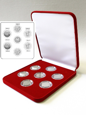 Футляр (191х221х44 мм) на 7 монет Сочи-2014 в капсулах (диаметр 44 мм) Футляр (191х221х44 мм) на 7 монет Сочи-2014 в капсулах (диаметр 44 мм)