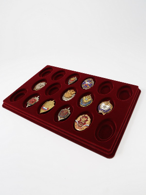 Планшет L (229х341х21 мм) на 17 ячеек (63х40х7 мм) (под знаки с винтом). Овалы