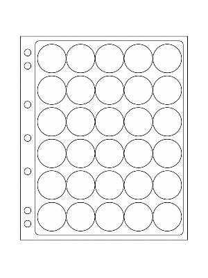 Листы-обложки ENCAP из прозрачного пластика для монет в капсулах CAPS 32/33 мм Leuchtturm. Диаметр ячейки 39 мм. Упаковка из 2 листов. Leuchtturm, 329237