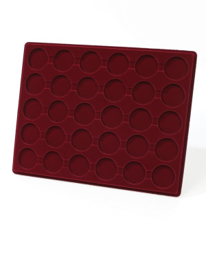 Планшет S (234х296х12 мм) для 30 монет в капсулах CAPS 32 и 32,5 Leuchtturm. Диаметр ячейки 37,8 мм, тёмно-бордовый  Планшет S (234х296х12 мм) для 30 монет в капсулах CAPS 32 и 32,5 Leuchtturm. Диаметр ячейки 37,8 мм, тёмно-бордовый