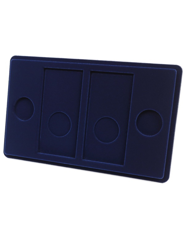 Планшет M (146х236х12 мм) для 2 обычных монет 25 рублей в капсулах Leuchtturm и 2 цветных монет 25 рублей в блистере, тёмно-синий