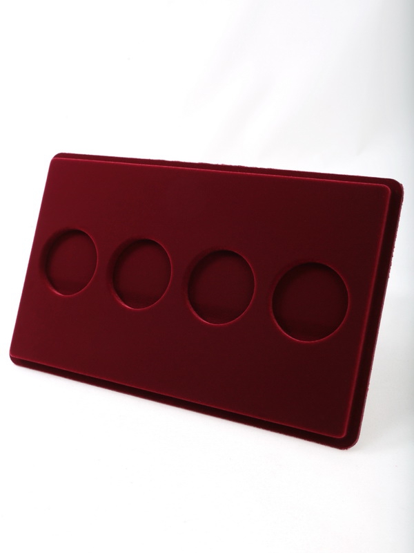 Планшет M (146х236х12 мм) для монет в капсулах d-44 мм (4 ячейки), тёмно-бордовый