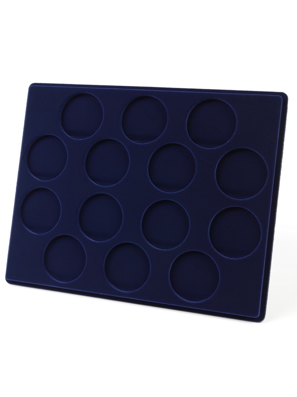  Планшет S (234х296х12 мм) для 14 монет в капсулах CAPS 47 Leuchtturm. Диаметр ячейки 53 мм, тёмно-синий