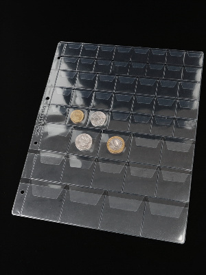 Лист-обложка ГРАНДЕ (Россия) (250х311 мм) на 51 ячейку (MIX) с клапанами для хранения монет разного диаметра. Standart. Albommonet, ЛМГ51