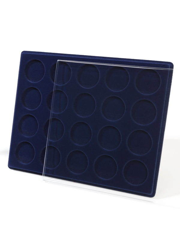  Планшет S (234х296х12 мм) для монет в капсулах d-44 мм (20 ячеек), тёмно-синий