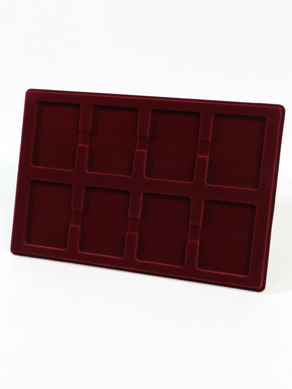  Планшет L (222х333х13 мм) для 8 слабов NGC и PCGS (63х86х8 мм), тёмно-бордовый