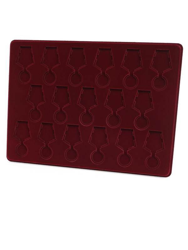  Планшет G (291х393х16 мм) на 17 медалей РФ d-32 мм с пятиугольной колодкой, тёмно-бордовый