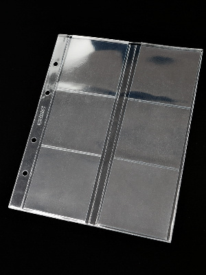 Лист формата ОПТИМА (Россия) (201х252 мм) с выдвижными секциями на 6 ячеек. Для монет диаметром до 70 мм. СомС, ЛМ6-O