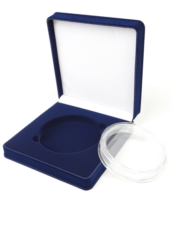  Футляр (186х192х50 мм) на 1 монету в капсуле (диаметр 120 мм), тёмно-синий