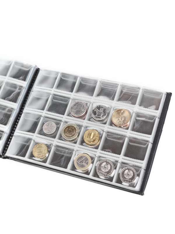 Карманный монетный альбом 209х153х18 мм для размещения 240 монет, горизонтальный, тёмно-бордовый