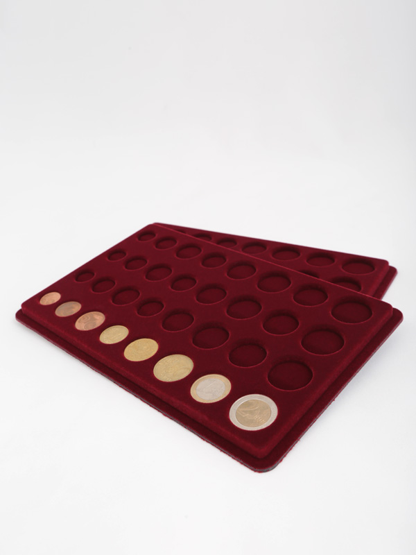 Планшет M (146х236х12 мм) для 4 наборов монет Евро, тёмно-бордовый Планшет M (146х236х12 мм) для 4 наборов монет Евро, тёмно-бордовый