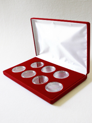 Футляр (217х141х29 мм) для 7 монет в капсулах (диаметр 44 мм)