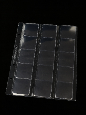 Лист формата ОПТИМА (Россия) (200х250 мм) с выдвижными секциями на 15 ячеек. Для монет диаметром до 40 мм. Standart. Albommonet, ЛМ15СК