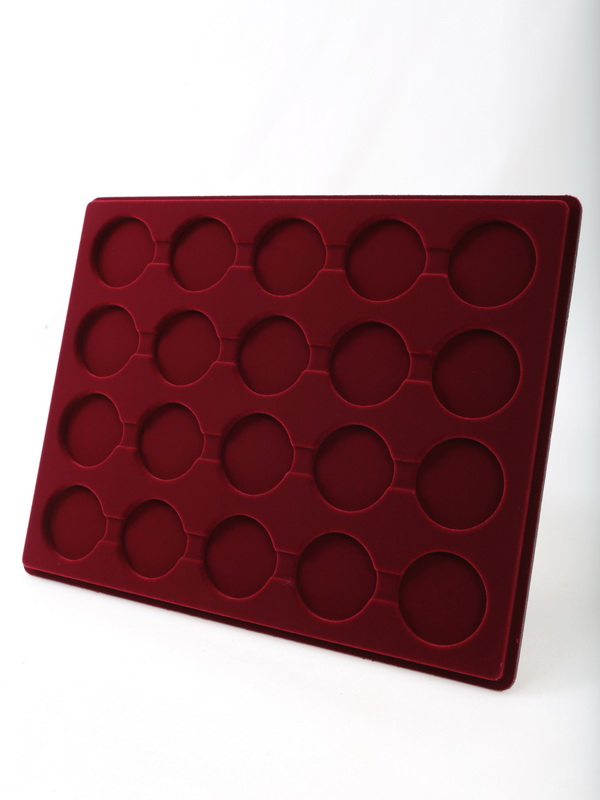 Планшет S (234х296х12 мм) для 20 монет в капсулах CAPS 39 и 40 Leuchtturm. Диаметр ячейки 45 мм, тёмно-бордовый  Планшет S (234х296х12 мм) для 20 монет в капсулах CAPS 39 и 40 Leuchtturm. Диаметр ячейки 45 мм, тёмно-бордовый